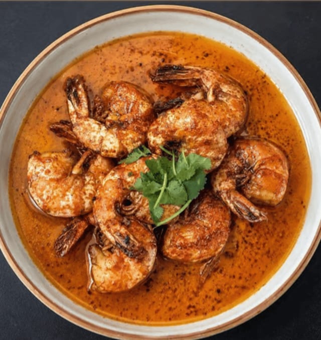 Soy-Braised Jumbo Shrimp.